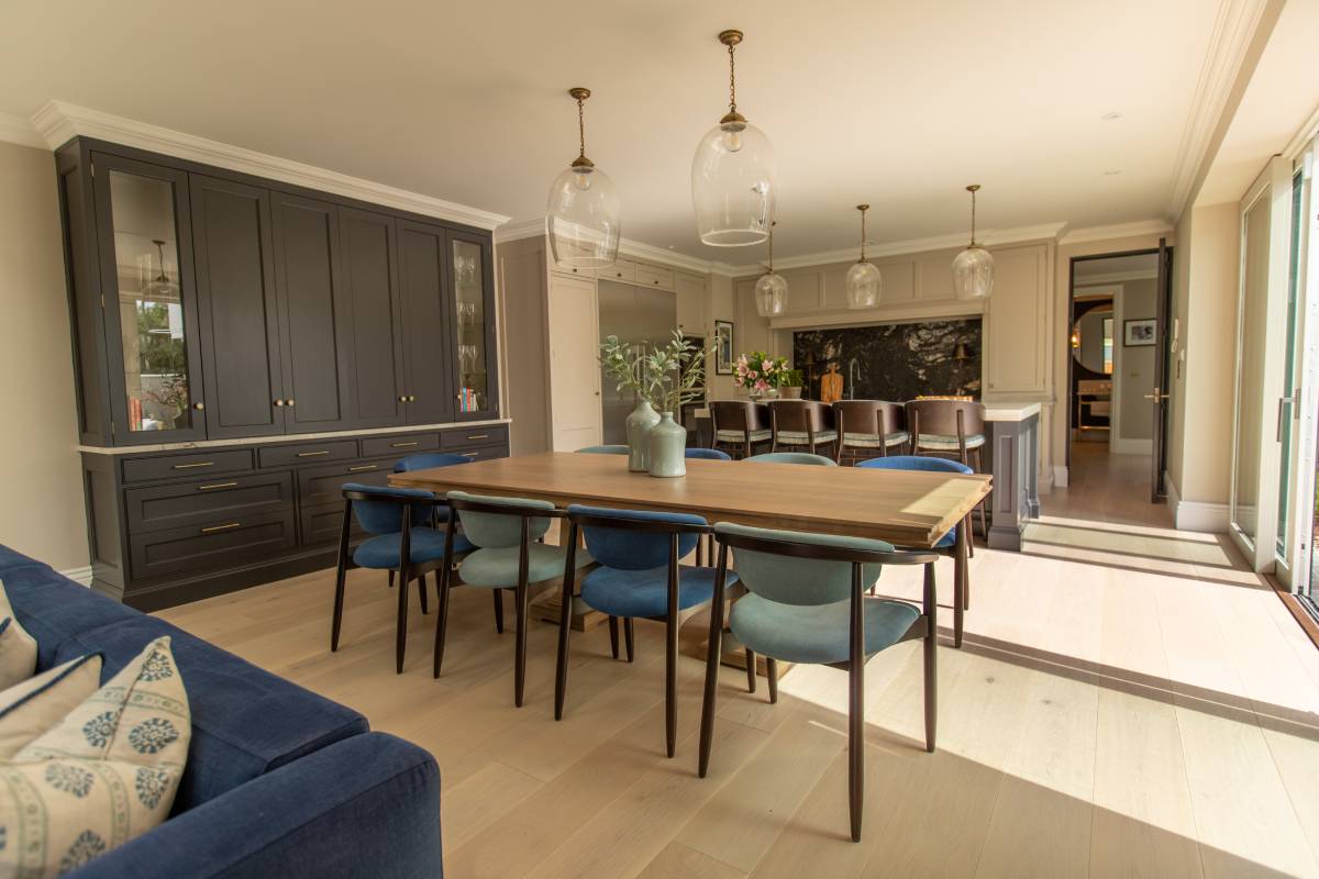 hardwood plank flooring Ireland in kitchen dining room area